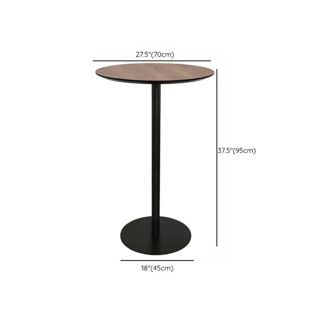 Elegant Wooden Pub Bar Table with Black Metal Base for Cafe