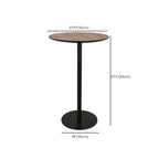 Elegant Wooden Pub Bar Table with Black Metal Base for Cafe