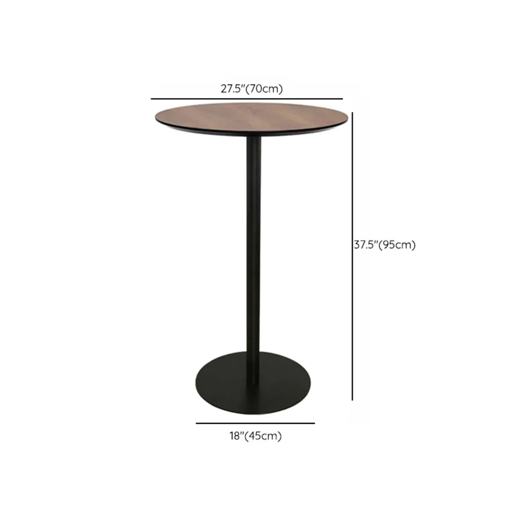 Elegant Wooden Pub Bar Table with Black Metal Base for Cafe