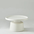 White Round Metal End Table with Tray Top for Living Room