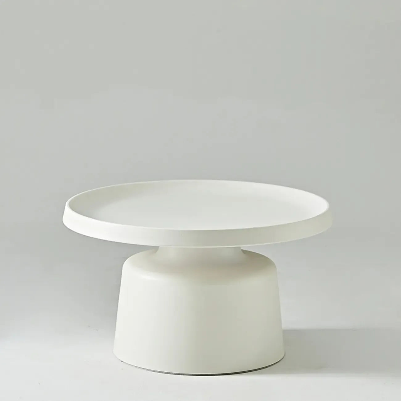 White Round Metal End Table with Tray Top for Living Room