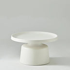 White Round Metal End Table with Tray Top for Living Room