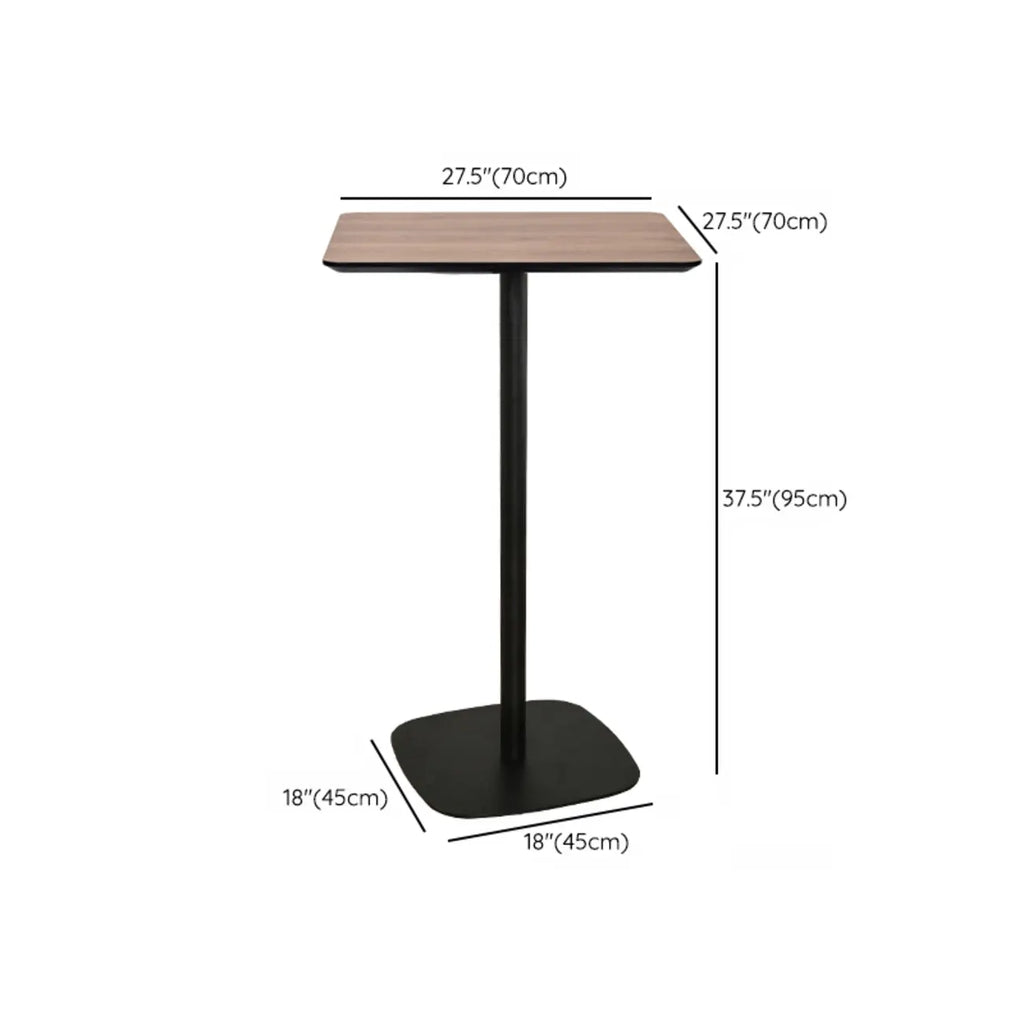 Elegant Wooden Pub Bar Table with Black Metal Base for Cafe