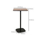 Elegant Wooden Pub Bar Table with Black Metal Base for Cafe