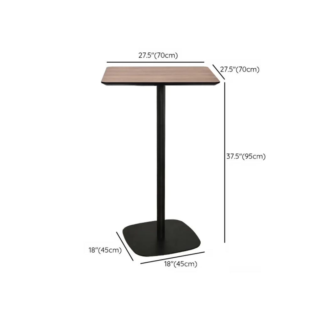 Elegant Wooden Pub Bar Table with Black Metal Base for Cafe