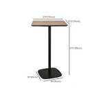 Elegant Wooden Pub Bar Table with Black Metal Base for Cafe
