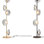 Art Deco 6-Light Clear Glass Geometric Floor Lamp in Black/Gold