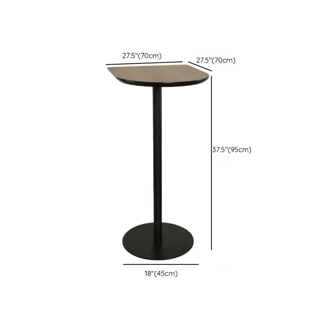 Elegant Wooden Pub Bar Table with Black Metal Base for Cafe