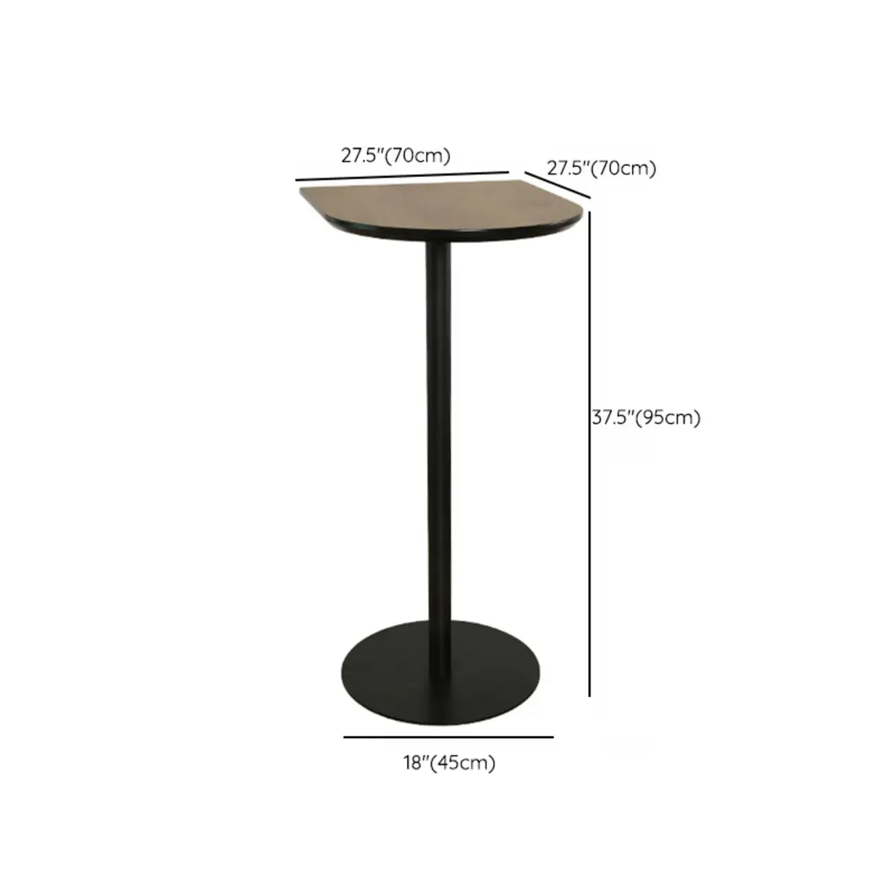 Elegant Wooden Pub Bar Table with Black Metal Base for Cafe