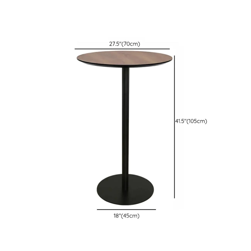 Elegant Wooden Pub Bar Table with Black Metal Base for Cafe