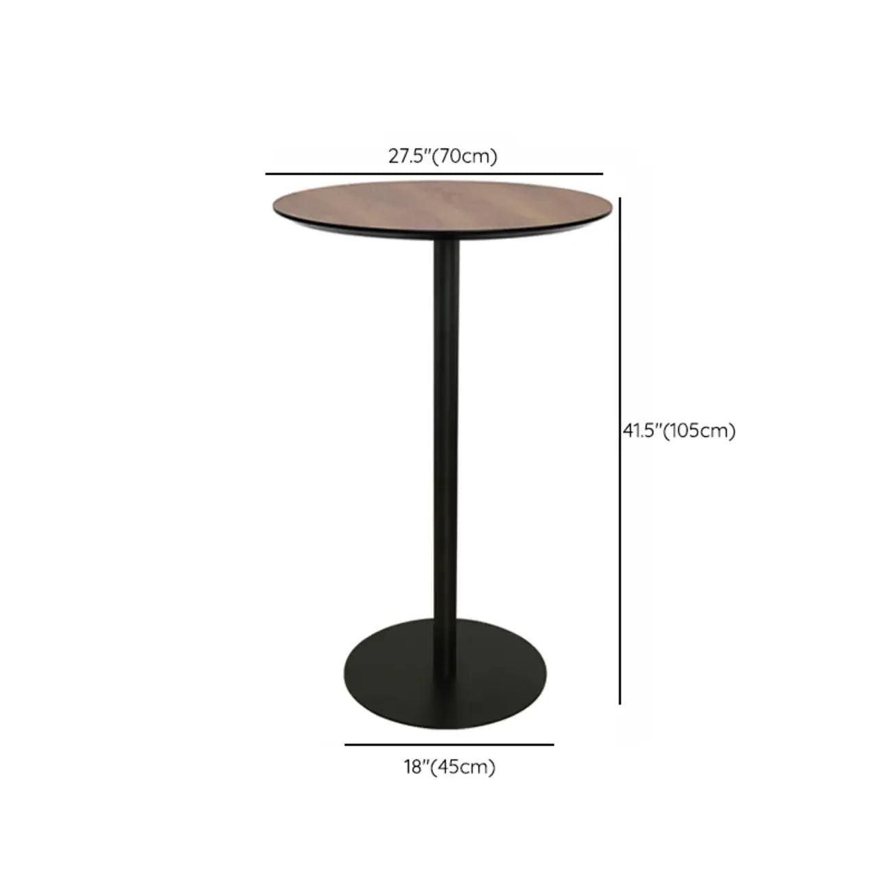 Elegant Wooden Pub Bar Table with Black Metal Base for Cafe