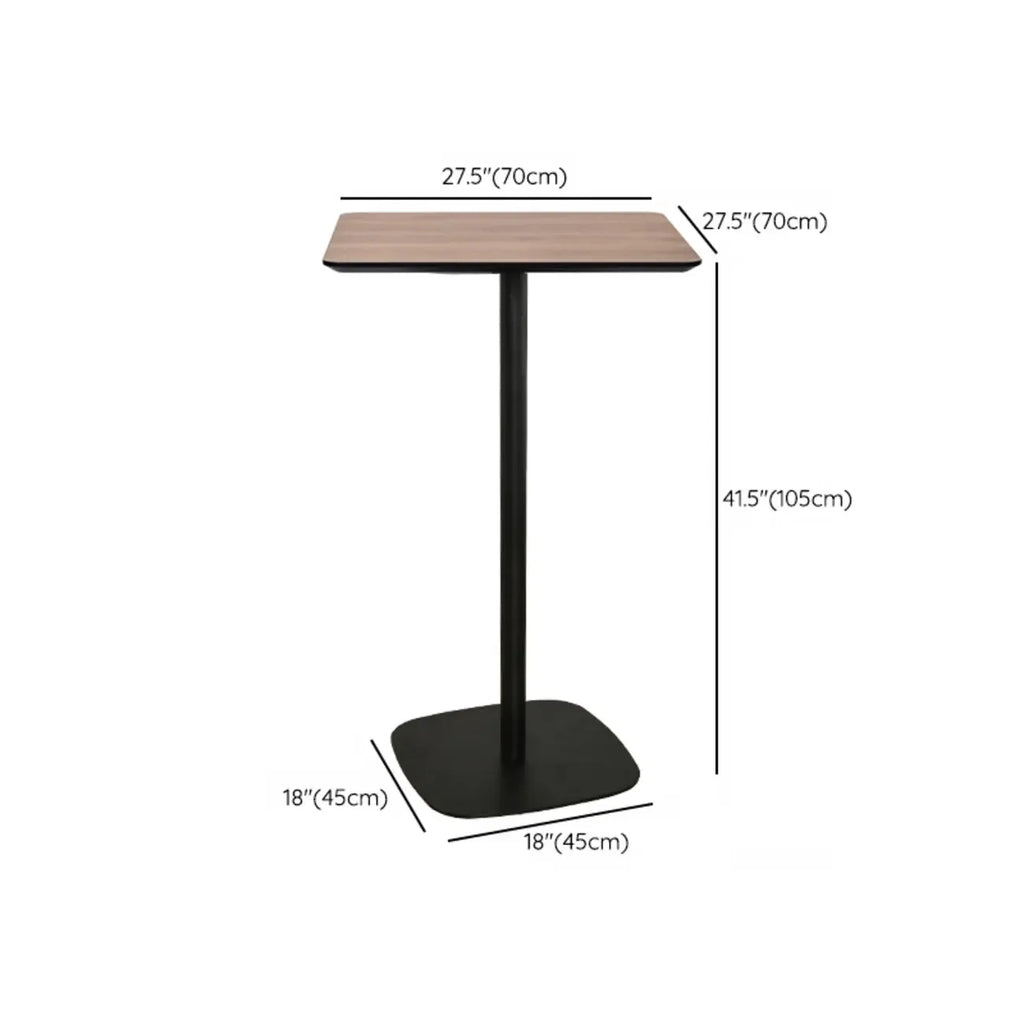 Elegant Wooden Pub Bar Table with Black Metal Base for Cafe