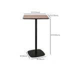 Elegant Wooden Pub Bar Table with Black Metal Base for Cafe