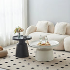 White Round Metal End Table with Tray Top for Living Room