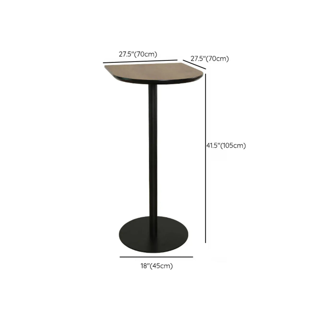 Elegant Wooden Pub Bar Table with Black Metal Base for Cafe