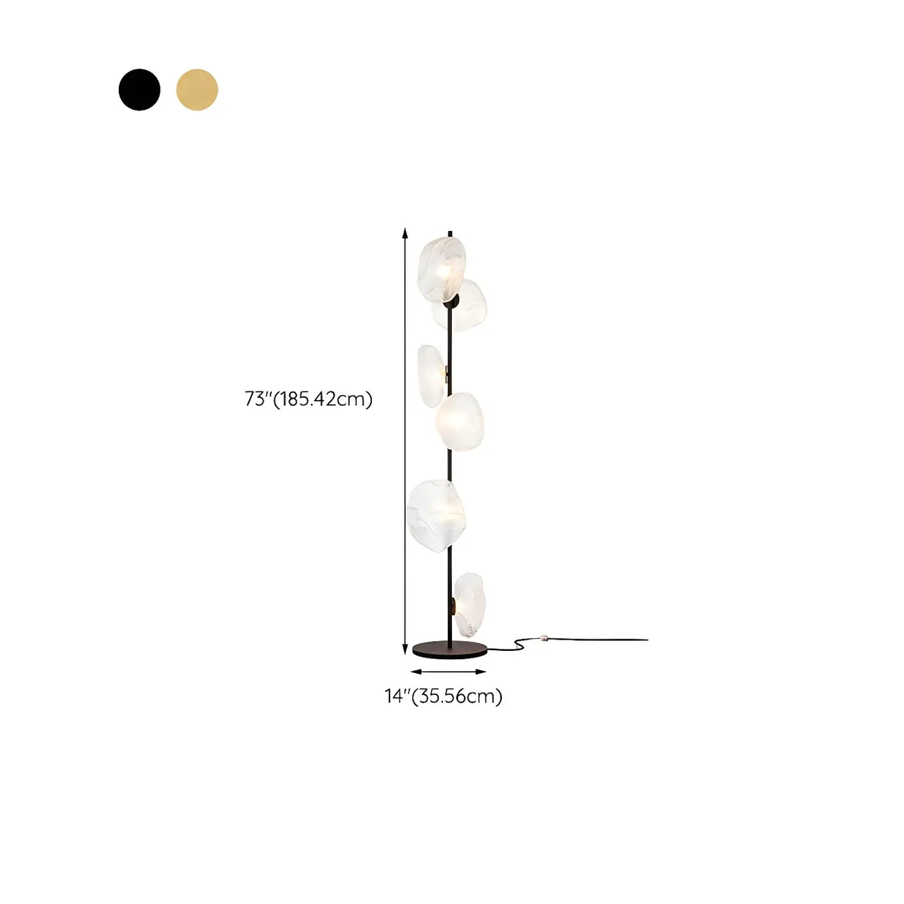 Art Deco 6-Light Clear Glass Geometric Floor Lamp in Black/Gold