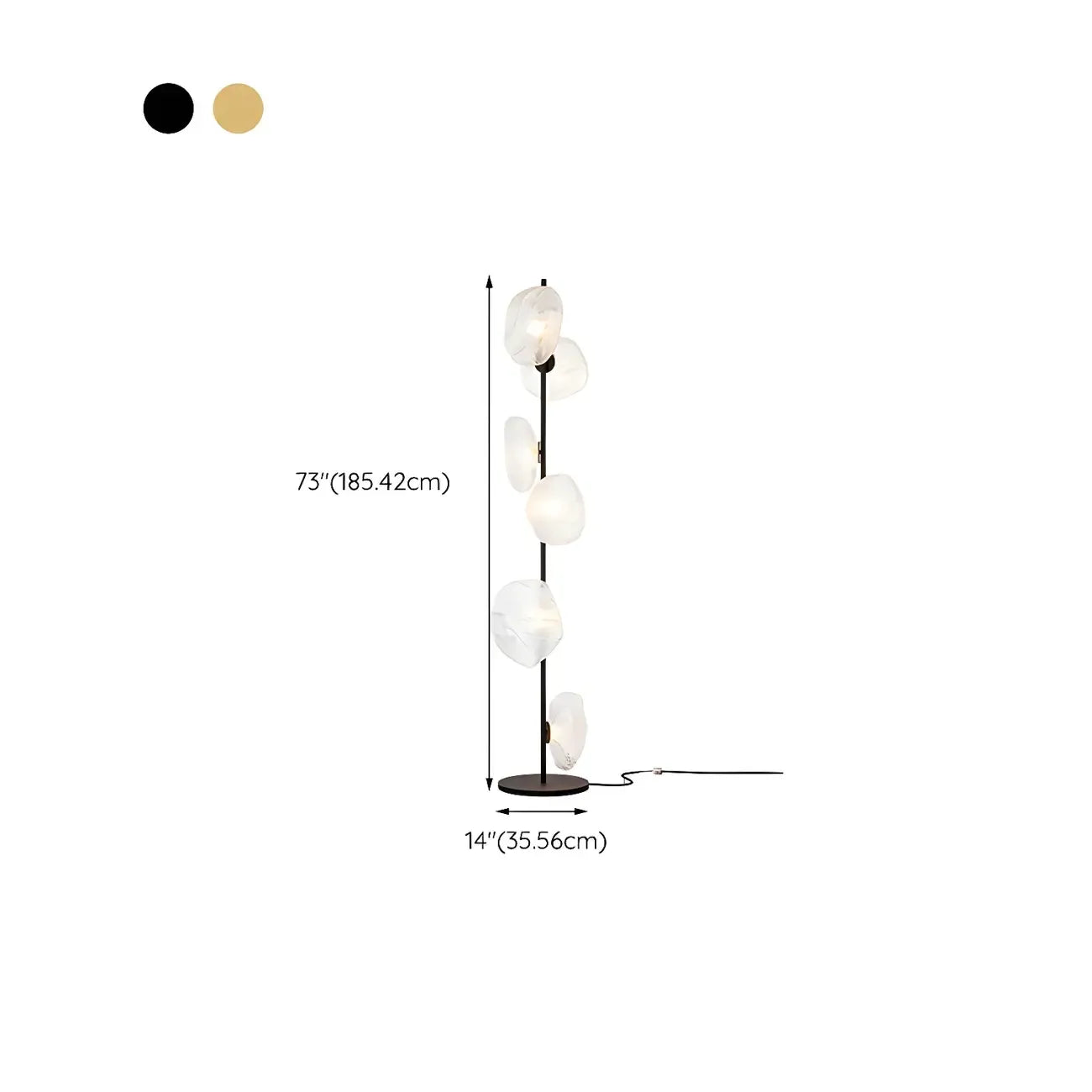 Art Deco 6-Light Clear Glass Geometric Floor Lamp in Black/Gold