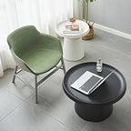 White Round Metal End Table with Tray Top for Living Room
