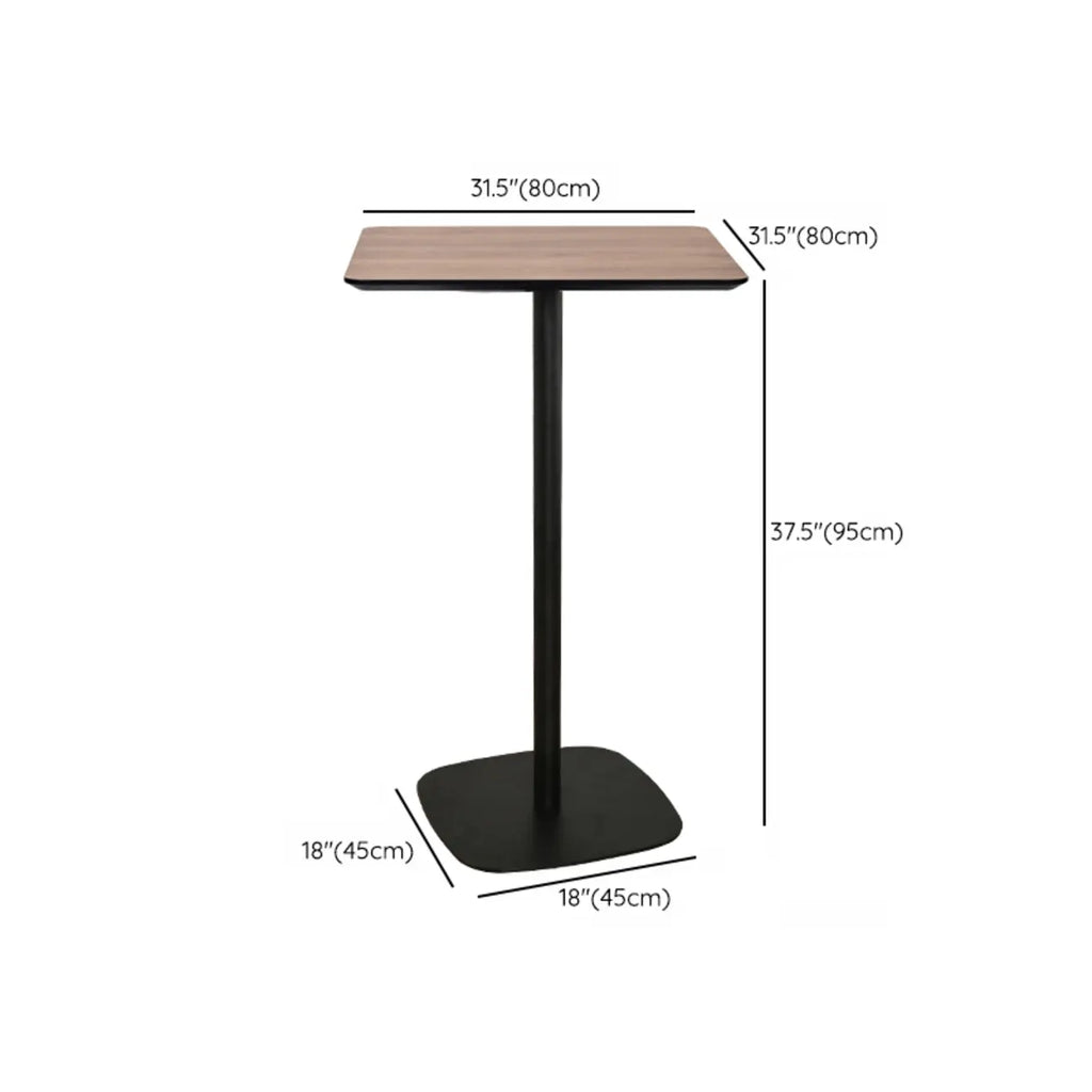 Elegant Wooden Pub Bar Table with Black Metal Base for Cafe