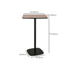 Elegant Wooden Pub Bar Table with Black Metal Base for Cafe