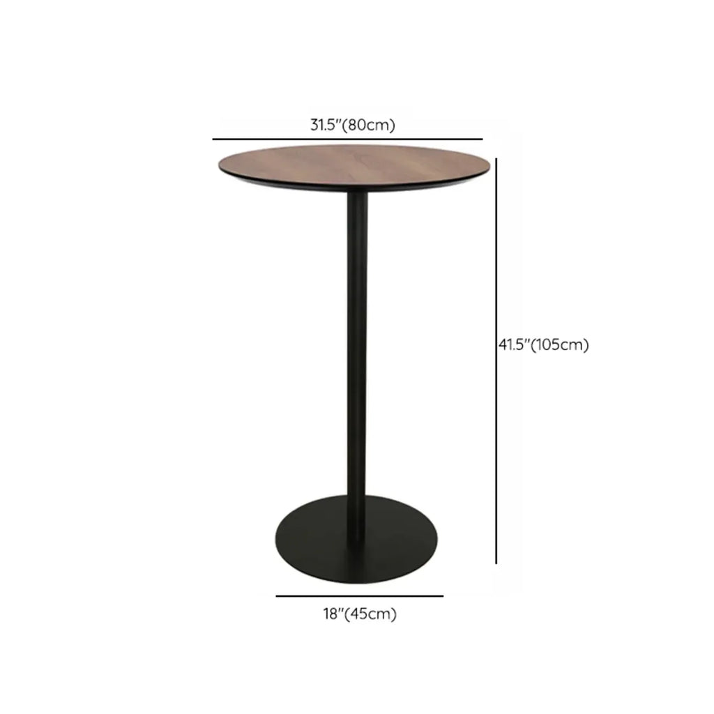 Elegant Wooden Pub Bar Table with Black Metal Base for Cafe