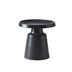 White Round Metal End Table with Tray Top for Living Room