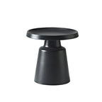 White Round Metal End Table with Tray Top for Living Room
