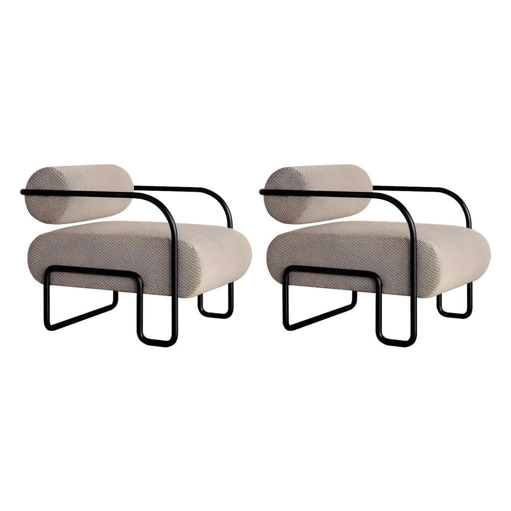 Industrial Leather/Velvet Accent Chair with Metal Frame