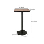 Elegant Wooden Pub Bar Table with Black Metal Base for Cafe
