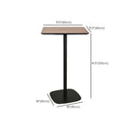 Elegant Wooden Pub Bar Table with Black Metal Base for Cafe