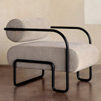 Industrial Leather/Velvet Accent Chair with Metal Frame