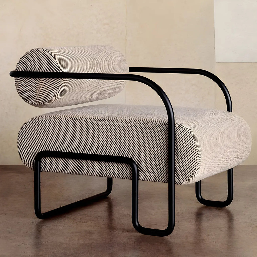 Industrial Leather/Velvet Accent Chair with Metal Frame