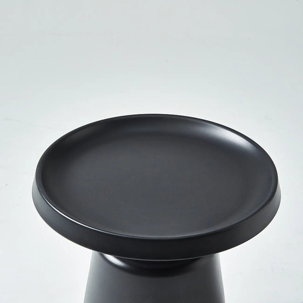 White Round Metal End Table with Tray Top for Living Room