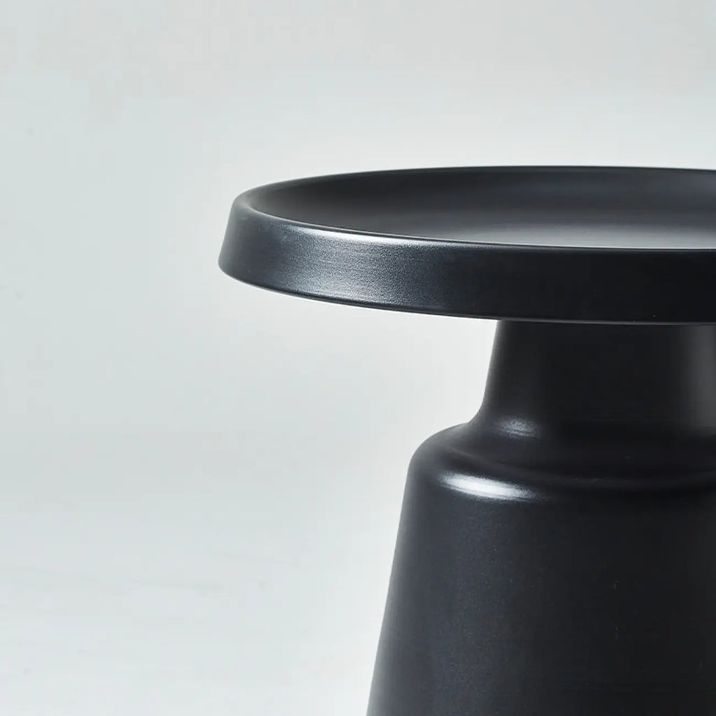 White Round Metal End Table with Tray Top for Living Room