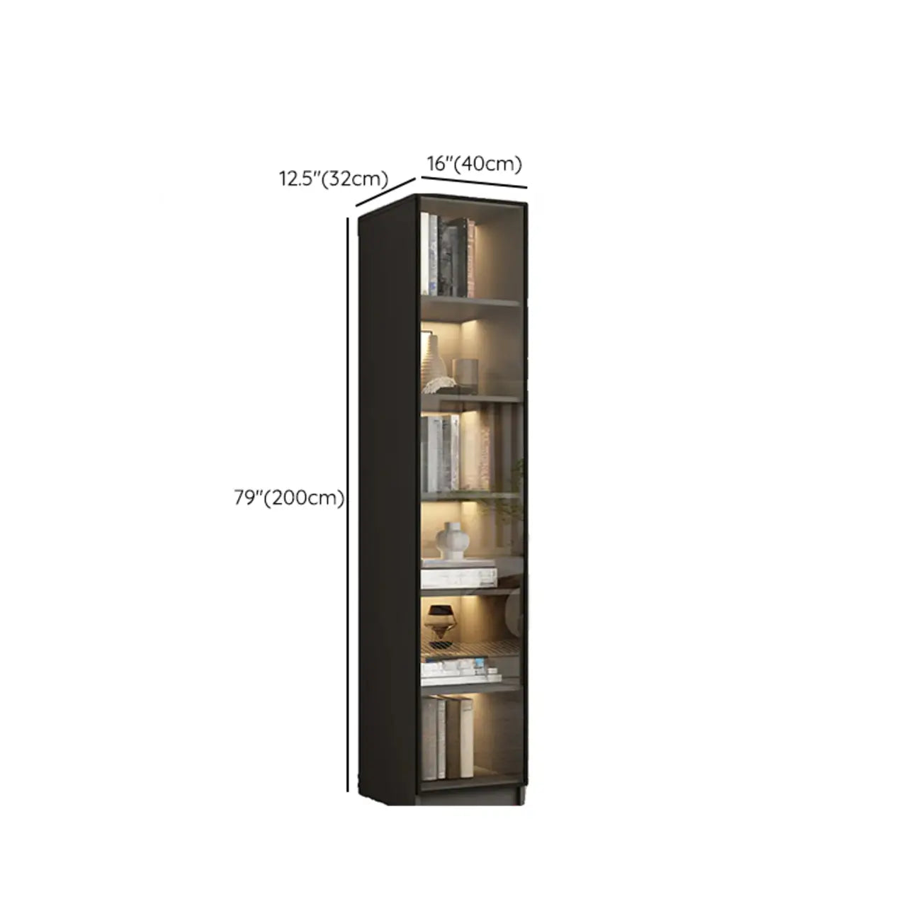 Black Wood Glass Door Storage Standard Display Cabinet