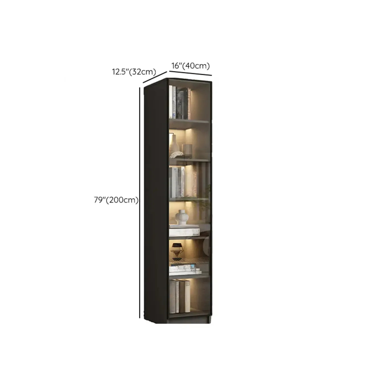 Black Wood Glass Door Storage Standard Display Cabinet