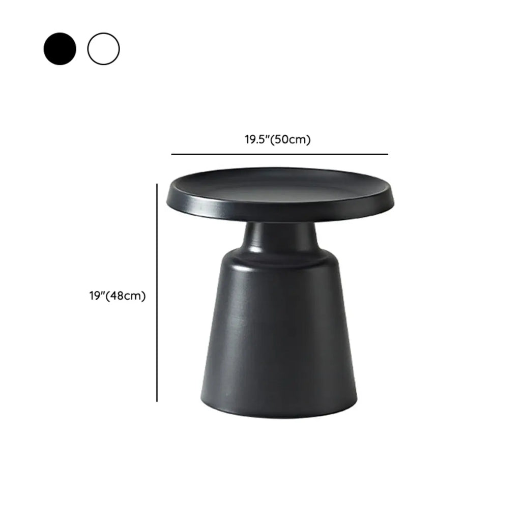 White Round Metal End Table with Tray Top for Living Room