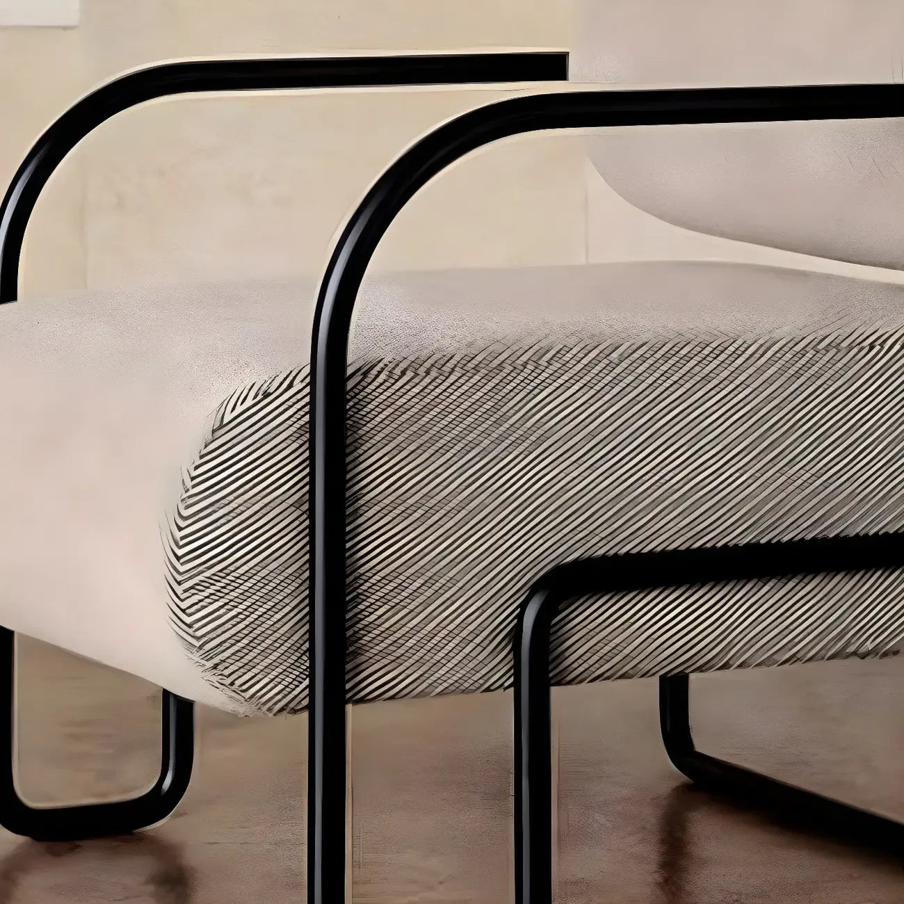 Industrial Leather/Velvet Accent Chair with Metal Frame