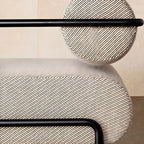 Industrial Leather/Velvet Accent Chair with Metal Frame