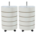 Simple Off White Rotating Bedside Table with Drawers Storage
