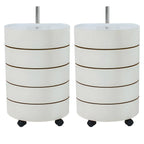 Simple Off White Rotating Bedside Table with Drawers Storage