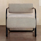 Industrial Leather/Velvet Accent Chair with Metal Frame