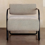 Industrial Leather/Velvet Accent Chair with Metal Frame
