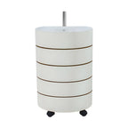 Simple Off White Rotating Bedside Table with Drawers Storage