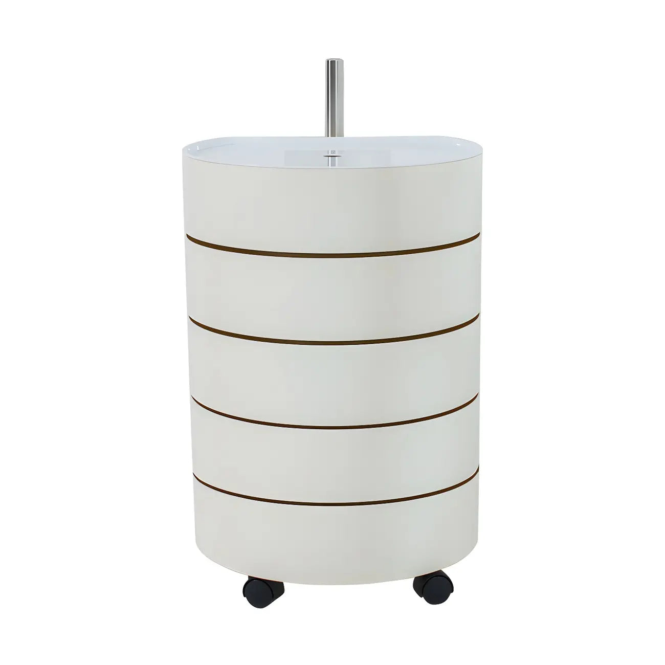 Simple Off White Rotating Bedside Table with Drawers Storage