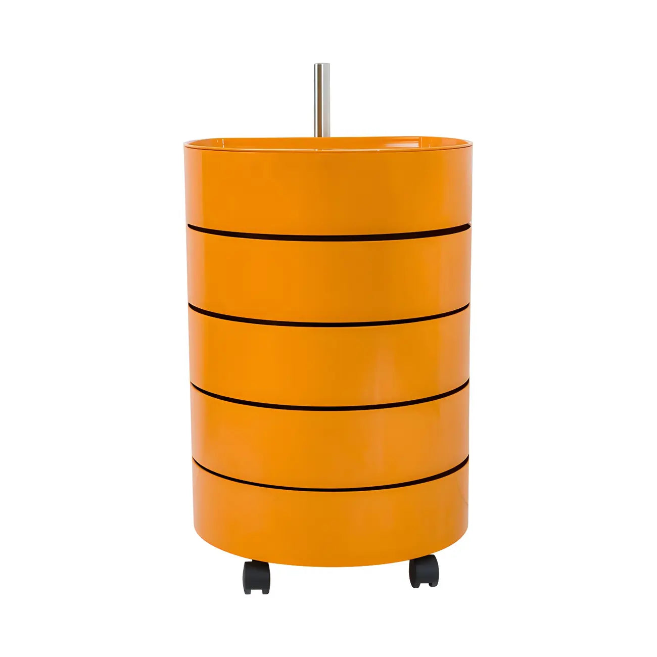Simple Off White Rotating Bedside Table with Drawers Storage