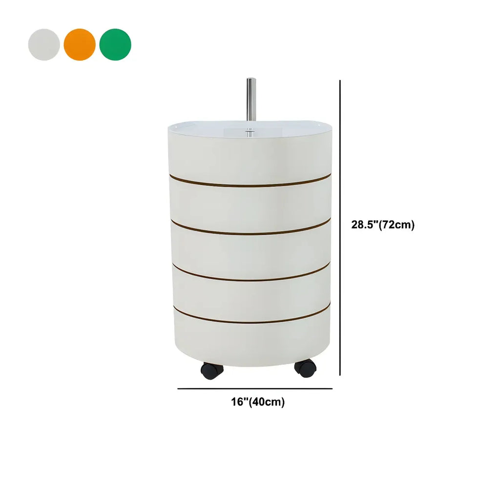 Simple Off White Rotating Bedside Table with Drawers Storage