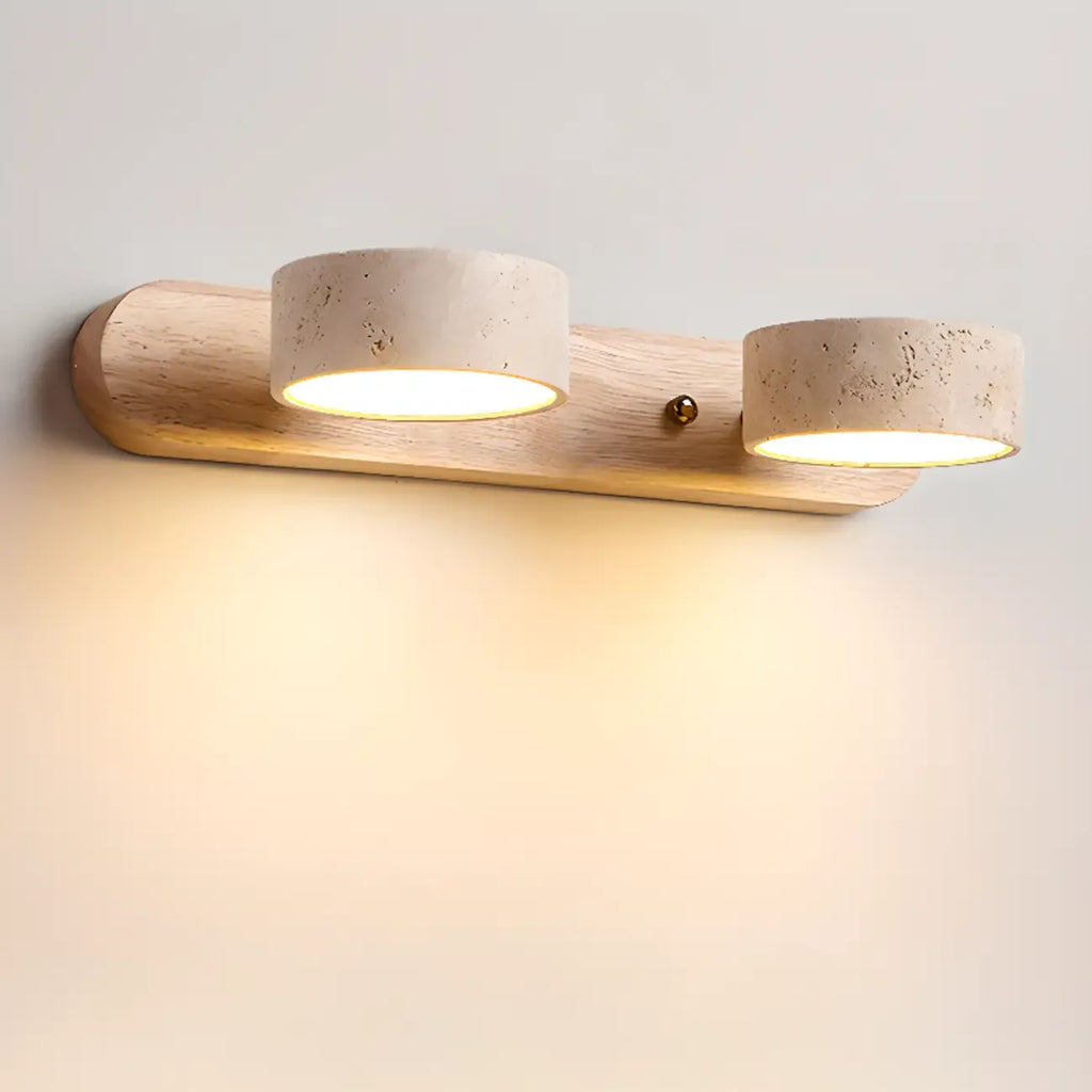 3-Light Bathroom Circle LED Stone Cylinder Vanity Light