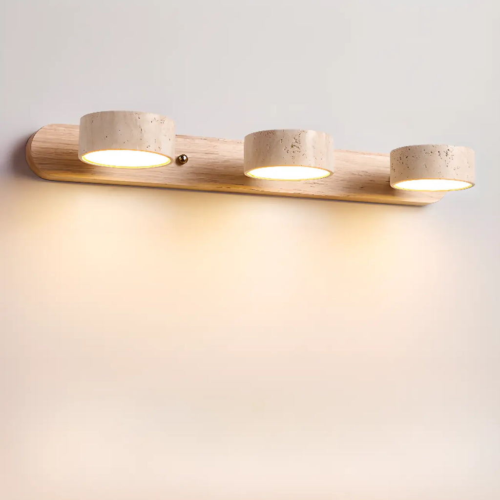 3-Light Bathroom Circle LED Stone Cylinder Vanity Light
