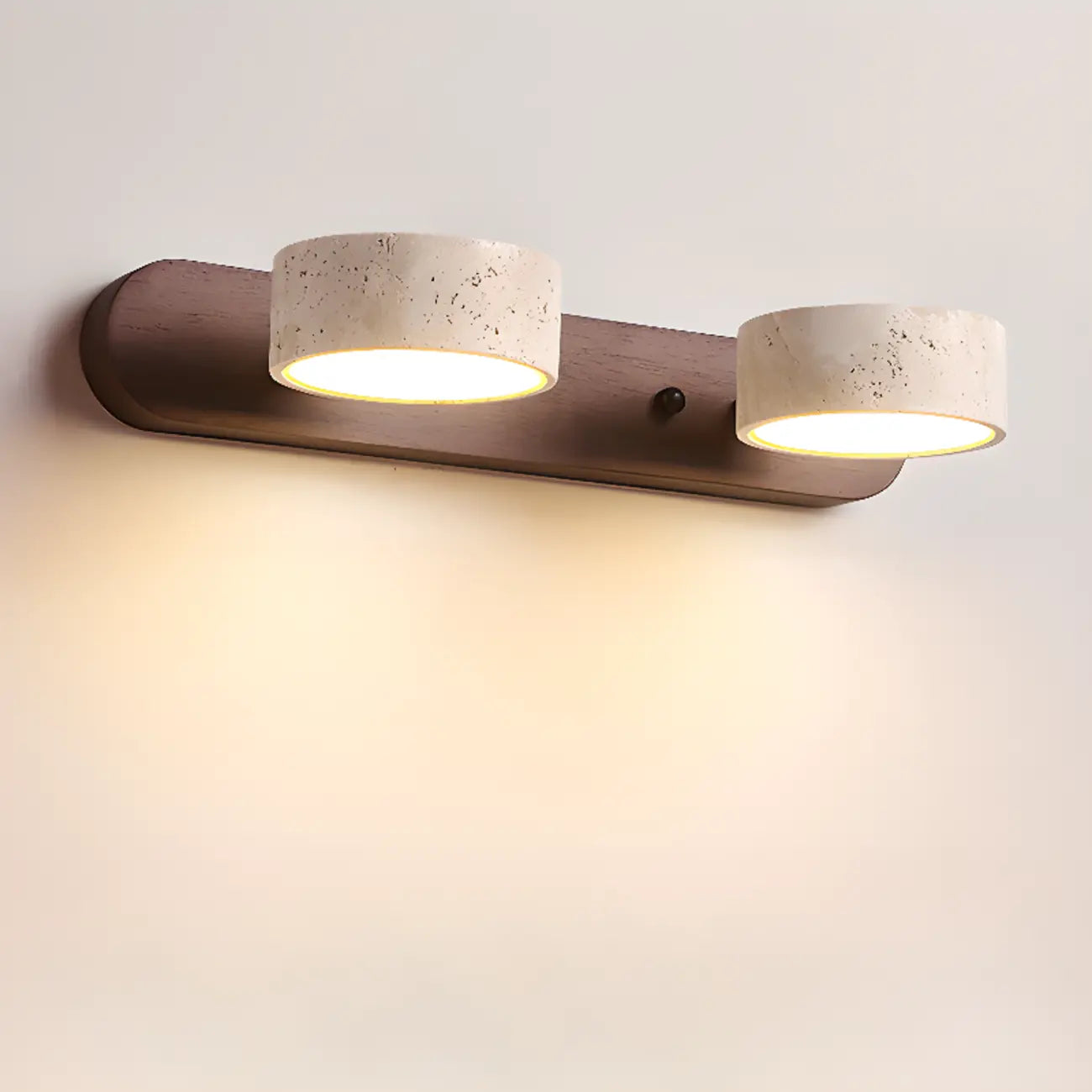 3-Light Bathroom Circle LED Stone Cylinder Vanity Light